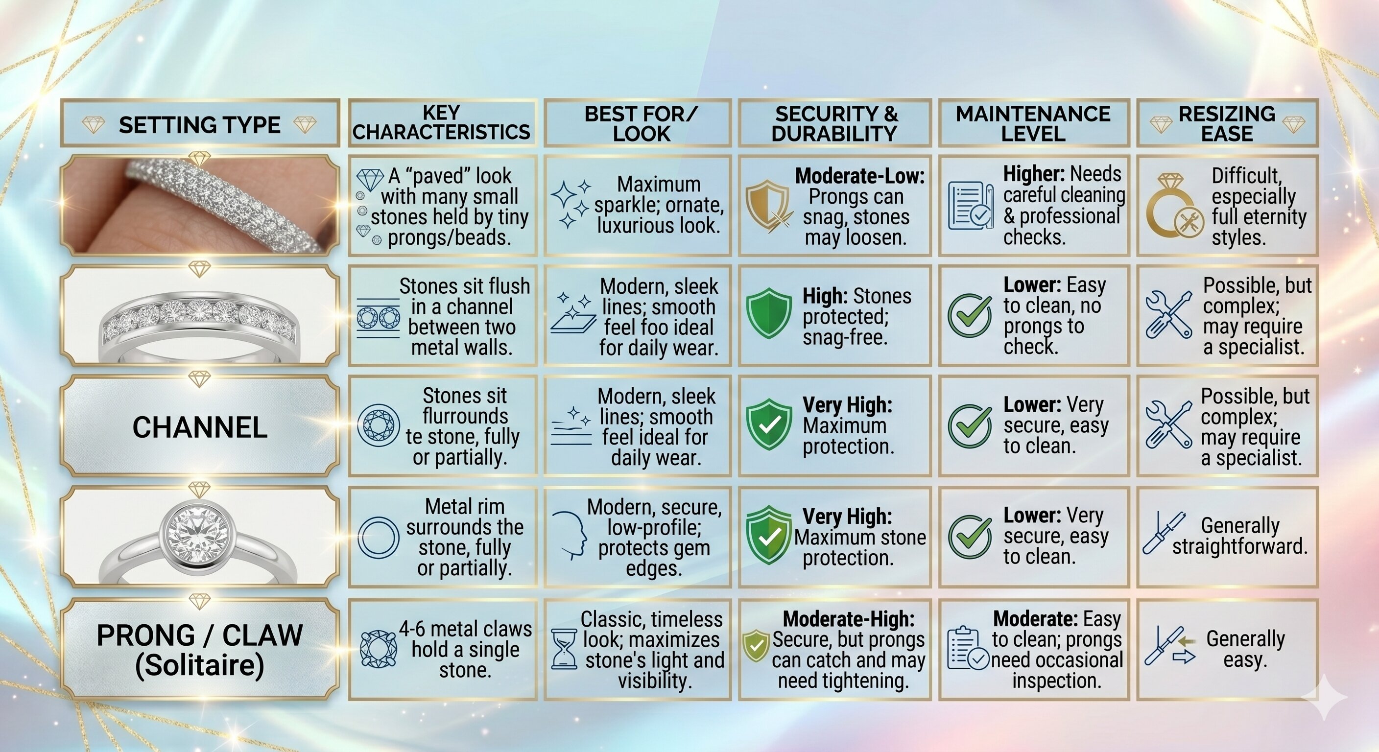 pavé settings on key factors